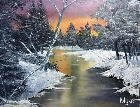Sunset Oil Painting Bob Ross Painting Inspired