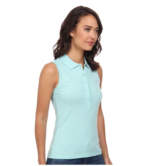 Lacoste Sleeveless Slim Fit Stretch Pique Polo Shirt In Blue Corsica Aqua Chine Lyst