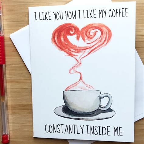 Cute Coffee Love Card Naughty Love Card Coffee Ts Coffee Etsy