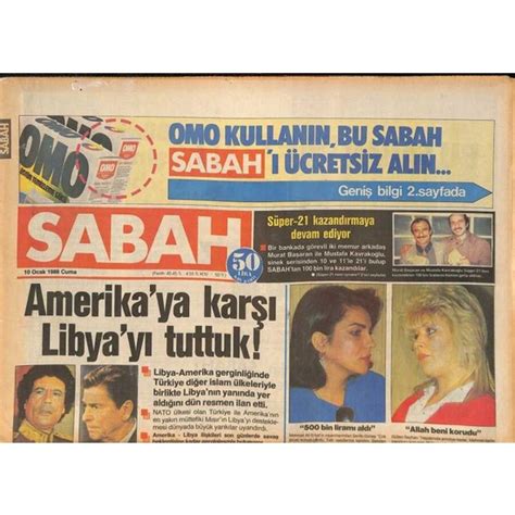 Gökçe Koleksiyon Sabah Gazetesi 10 Ocak 1986 Uğur Dündar Fiyatı