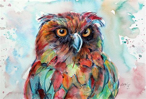 Colorful Owl Painting By Kovacs Anna Brigitta Pixels