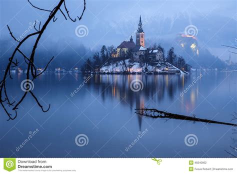 Bled With Lake In Winter Slovenia Europe Stock Photo Image Of