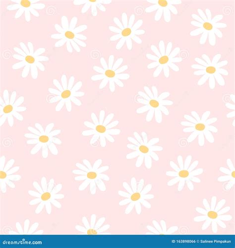 Daisy Flowers Seamless Pattern Background Stock Vector Illustration
