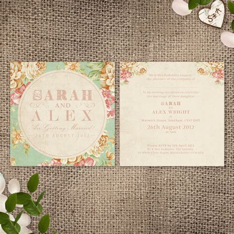 Wedding Invitation Vintage Floral Printable File