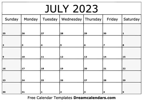July 2023 Calendar Free Blank Printable Templates