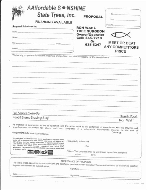 Free Tree Service Contract Template Printable Templates