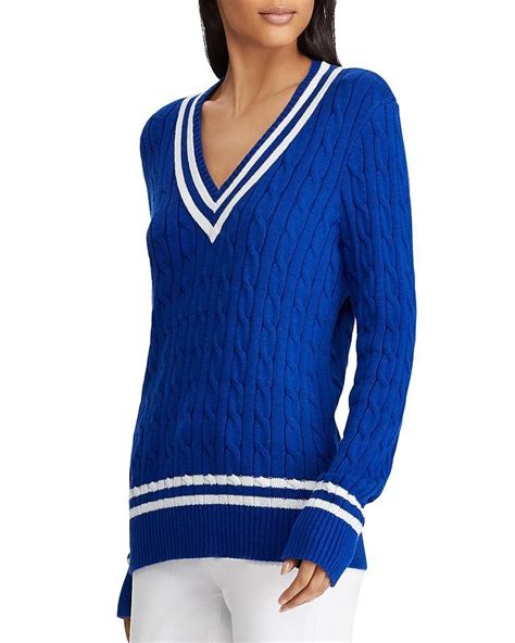 Ralph Lauren Stripe Cable Knit Cricket Sweater Women Bloomingdales