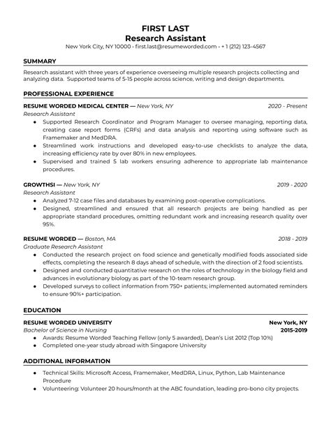 11 Research Assistant Resume Examples For 2023 Resume Worded