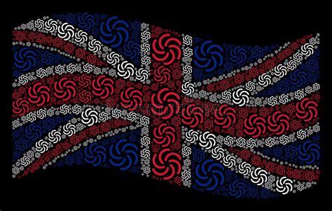 Waving British Flag Pattern Of Galaxy Icons Stock Vector Illustration
