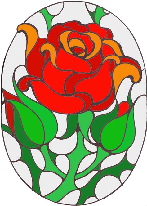Stained Glass Rose Panel Pattern Glass Designs