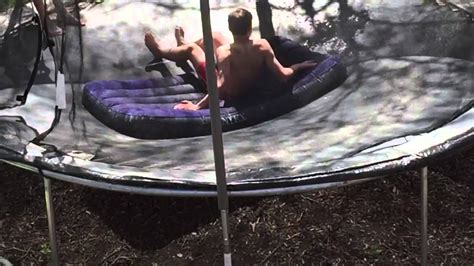 How does an air mattress work? Air mattress filled with water | Almost breaks trampoline ...
