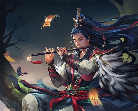 Weiwuxian Wu Clare Instrument Fantasy Men Flute Man Hd Wallpaper