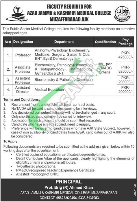 Latest Jobs In Ajk Medical College Muzaffarabad Faculty Staff