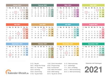Kalender 2021 Nrw Din A4 Zum Ausdrucken Kalender 2021 Zum Ausdrucken
