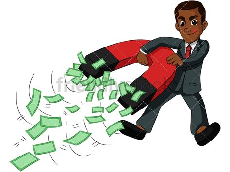 Black Man Holding Money Magnet Vector Cartoon Clipart Friendlystock