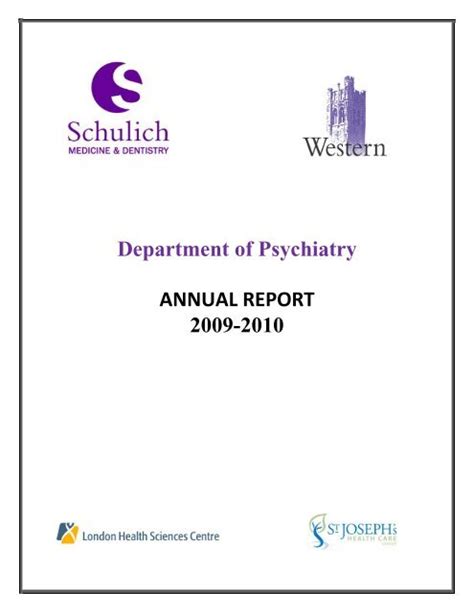 Department Of Psychiatry Annual Report 2009 2010