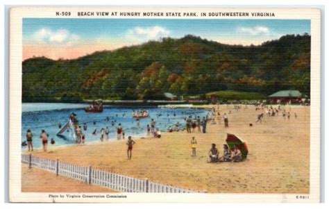 Mid 1900s Beach View At Hungry Mother State Park Marion Virginia