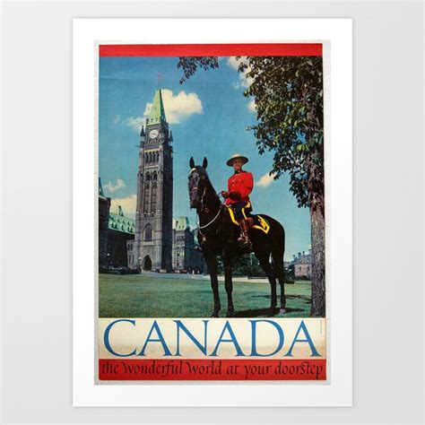 Vintage Placard Canada Wonderful World Royal Canadian Mounted Policeman