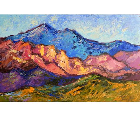 Rocky Mountains Painting Original Art National Park Colorful Mountains