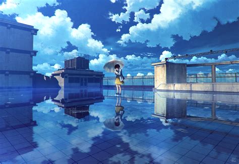 Anime Rooftop Scenery