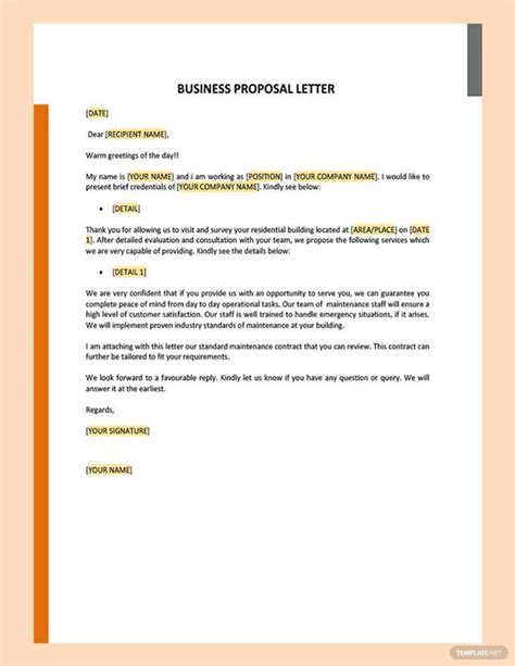 Proposal Letter For Business Template In Gdocslink Pages Ms Word