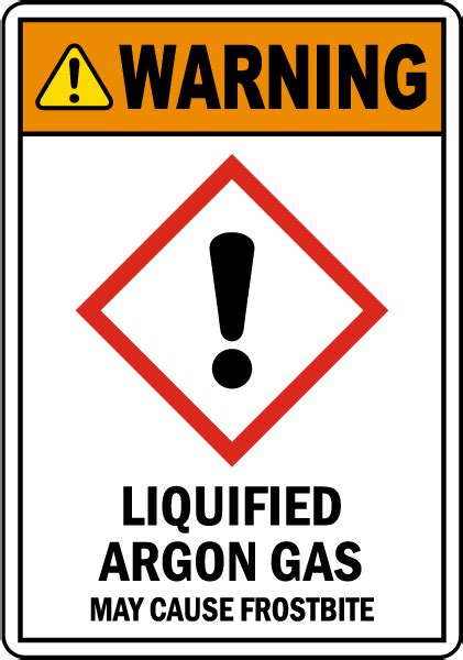 Warning Liquified Argon Gas Ghs Sign Claim Your 10 Discount