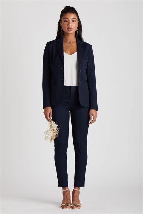 Womens Navy Blue Suit Jacket By Suitshop Birdy Grey