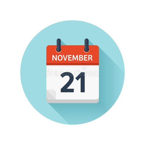 November 21 Vector Flat Daily Calendar Icon Date And Time Day Month