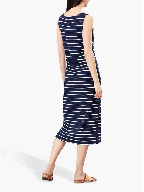 Joules Riva Striped Midi Sleeveless Jersey Dress Navycream At John