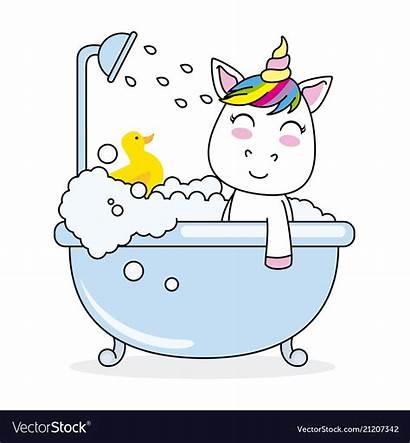 Unicorn Bathtub Bathing Vector Duck Rubber Cartoon