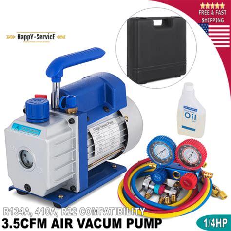 Combo 35cfm 14hp Air Vacuum Pump Hvac R134a Kit Ac Ac Manifold Gauge