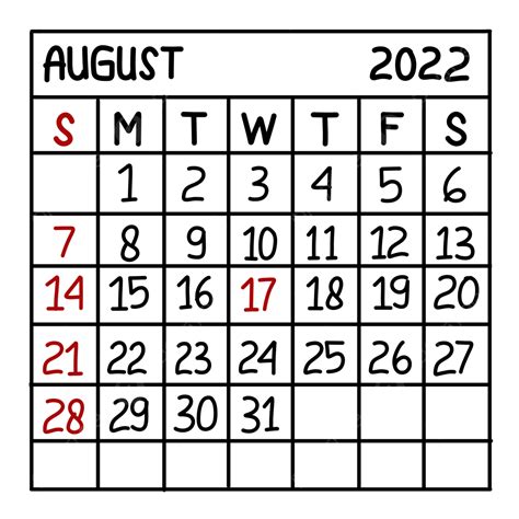 Gambar Kalender Agustus Kalender Agustus Bulan Png Transparan
