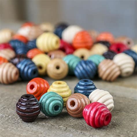 Assorted Ribbed Wooden Beads Beads Jewelry Making Beading Craft
