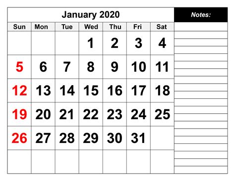 January 6 2020 Calendar Calendar Printables Free Templates