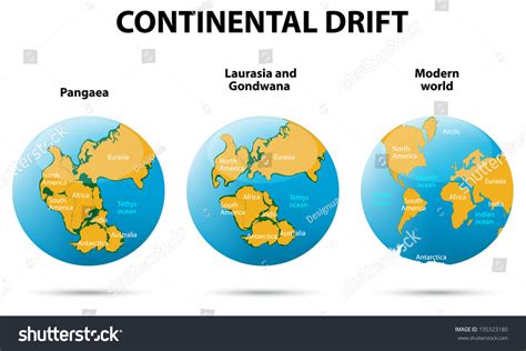 Continental Drift On Planet Earth Pangaea Stock Vector Royalty Free