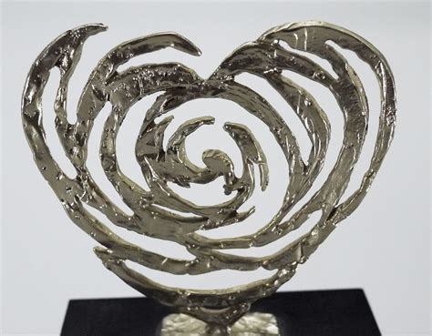 Abstract Metal Heart Sculpture