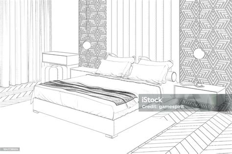 Sketsa Interior Kamar Tidur Modern Foto Stok Unduh Gambar Sekarang