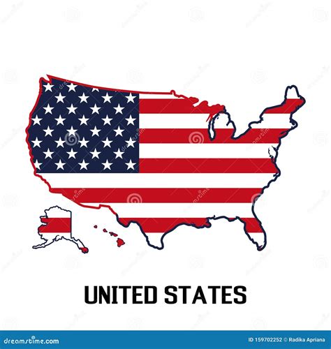 combinaciÃ³n de mapa y bandera de estados unidos con fondo blanco ilustración del vector