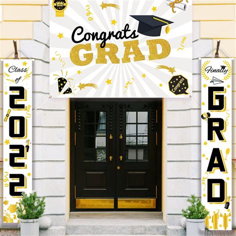 Buy 2022 Graduation Party Decorations Banners Black Gold Congrats Grad