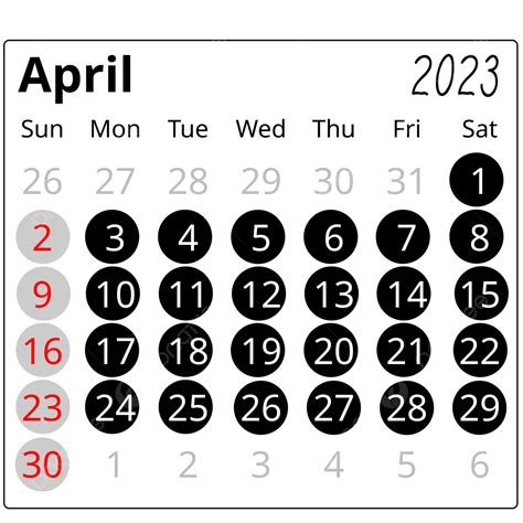 Gambar Lingkaran Meja Hitam Sederhana Kalender Kalender April 2023
