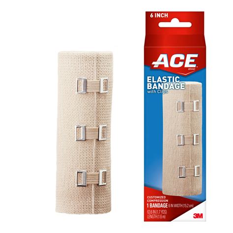 Ace Brand Elastic Bandage W Clips 6 In Soft Discrete Fit Beige