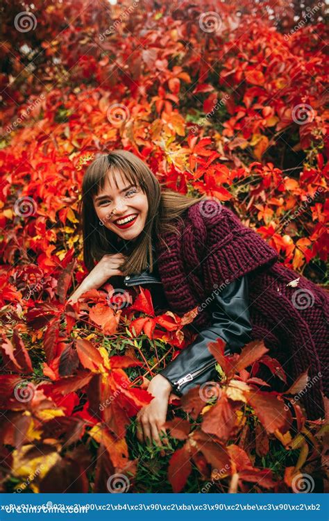 Happy Autumn Girl Stock Photo Image Of Falling Autumn 132865050
