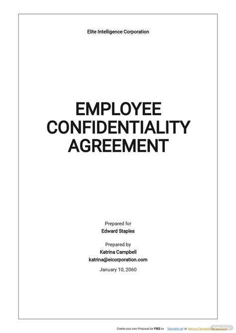 Employee Confidentiality Agreement Template Free Pdf
