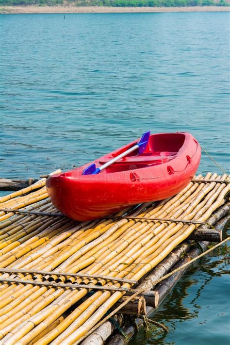A Kayak Is Parked On The Raft Stock Image Image Of Kayak Bamboo
