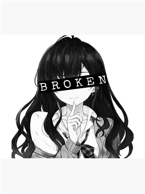 Aesthetic Broken Anime Girl Poster By Vablu Redbubble