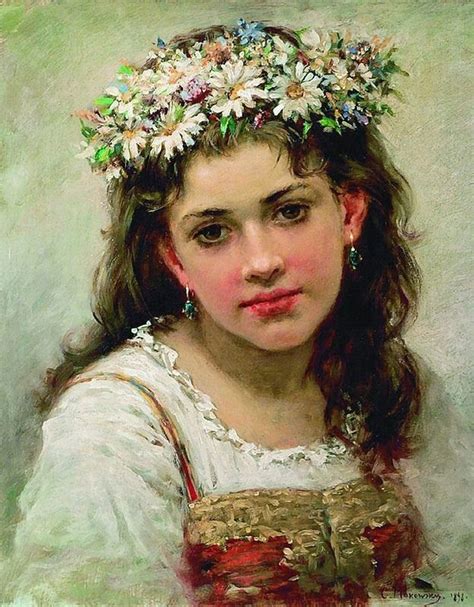 Makovsky Constantin Head Of A Girl 2 Russian Painting Female Portraits Russian Art