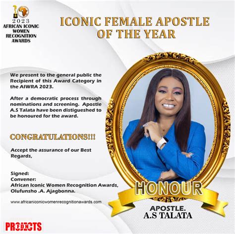 Meet An Iconapostle As Talata African Iconic Women Recognition Awards