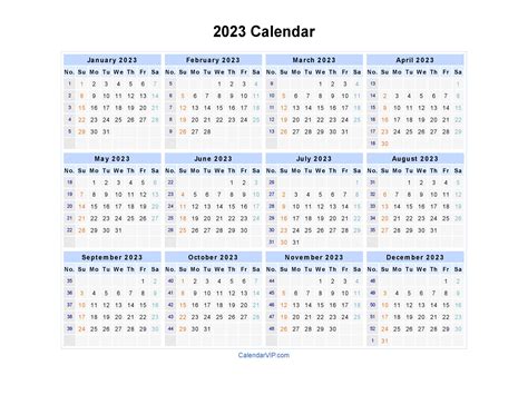 2023 Calendar Blank Printable Calendar Template In Pdf Word Excel
