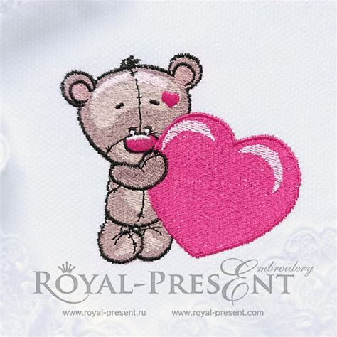 Machine Embroidery Design Teddy Bear With Heart Royal Present Embroidery Machine Embroidery