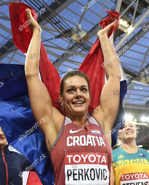 Gold Medalist Sandra Perkovic Croatia Celebrates Editorial Stock Photo